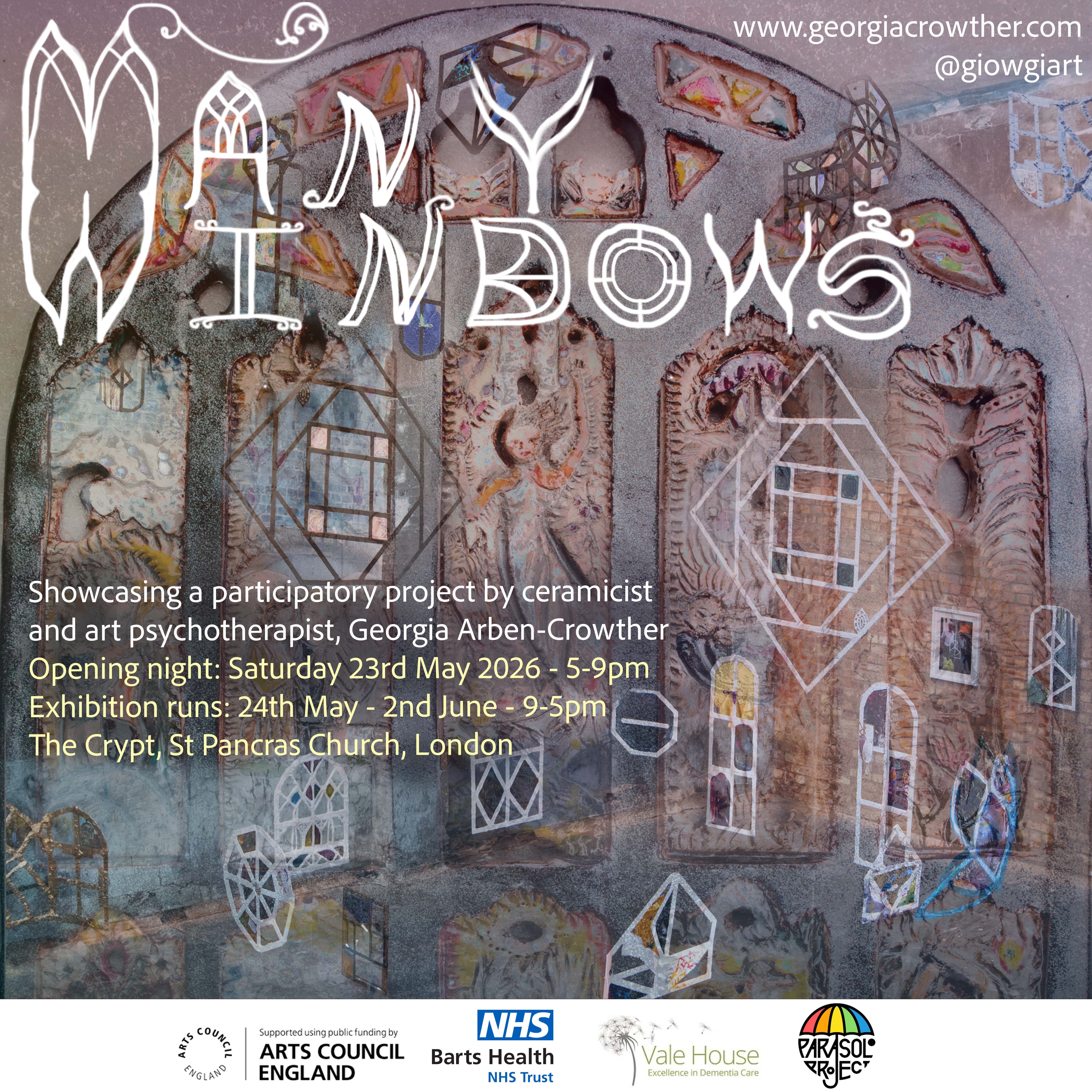 Many Windows exhibition poster by Georgia Arben-Crowther